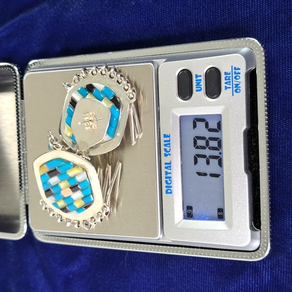 Native American Multi Stone Cobblestone On Sterling Silver Dangle Earrings - Picture 11 of 11